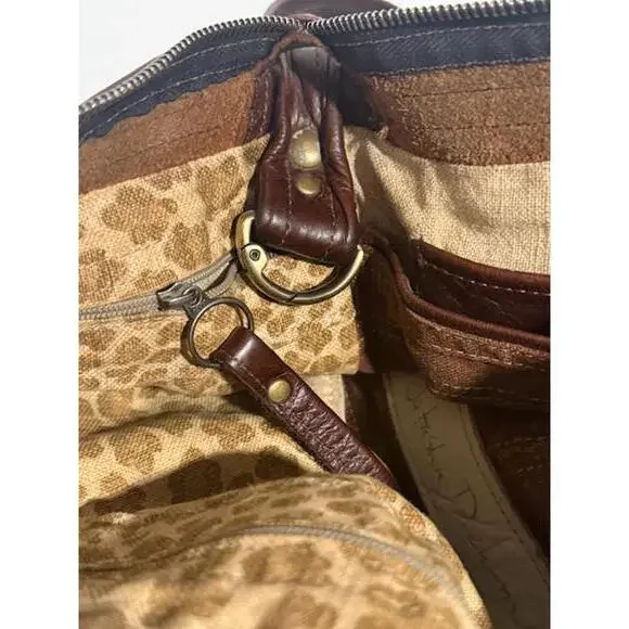 VTG GENUINE LEATHER ROUGH AND TUMBLE NATASHA DURHAM SHOULDER BAG BROWN CHEETAH - Picture 7 of 9